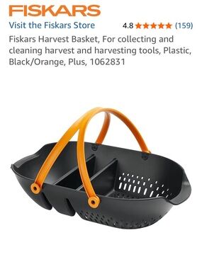 Fiskars Black/Orange Harvest Basket with Dual Handles